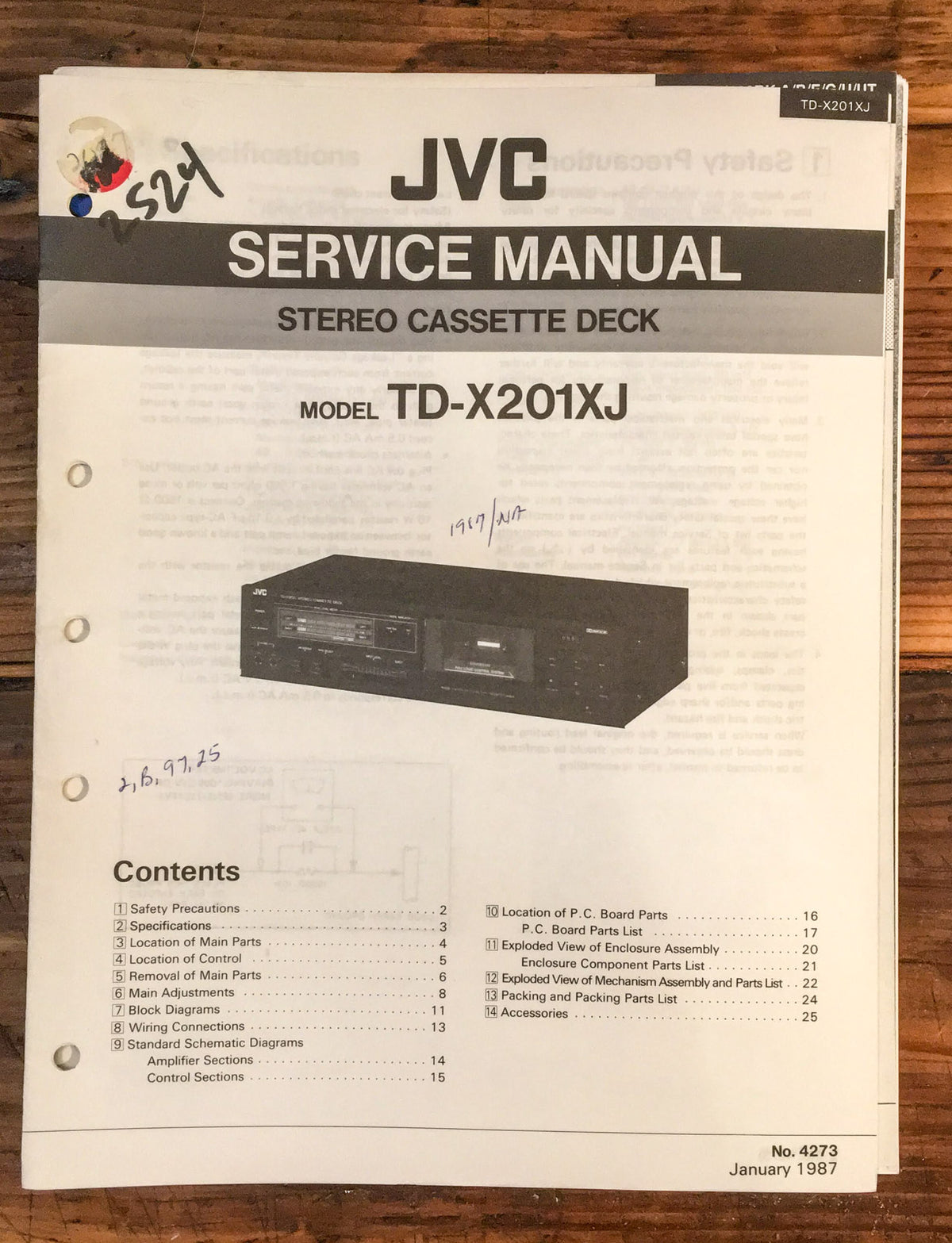 JVC TD-X201 XJ TD-X201XJ Cassette Deck  Service Manual *Original*