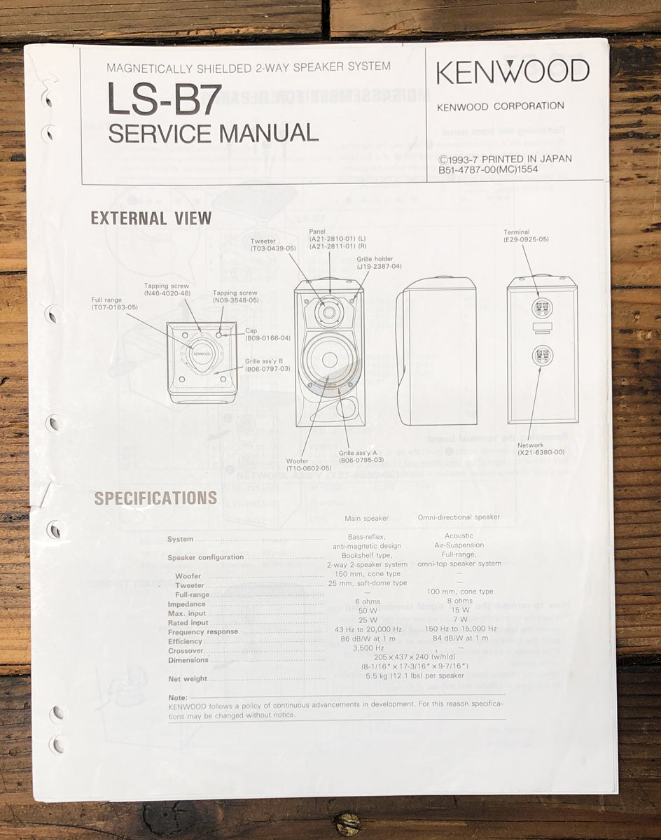 Speaker Service Manual *Original* – Vintage Audio Store - Vintage ...