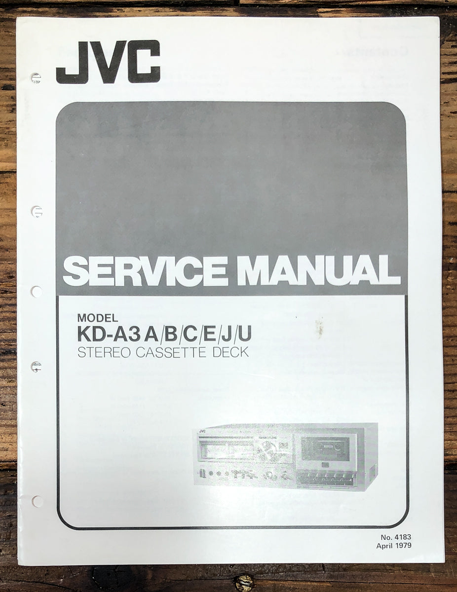 JVC KD-A3 Cassette Service Manual *Original*