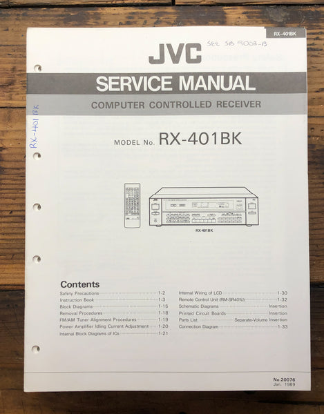 JVC RX-401 RX-401BK Receiver Owner & Service Manual  *Original*