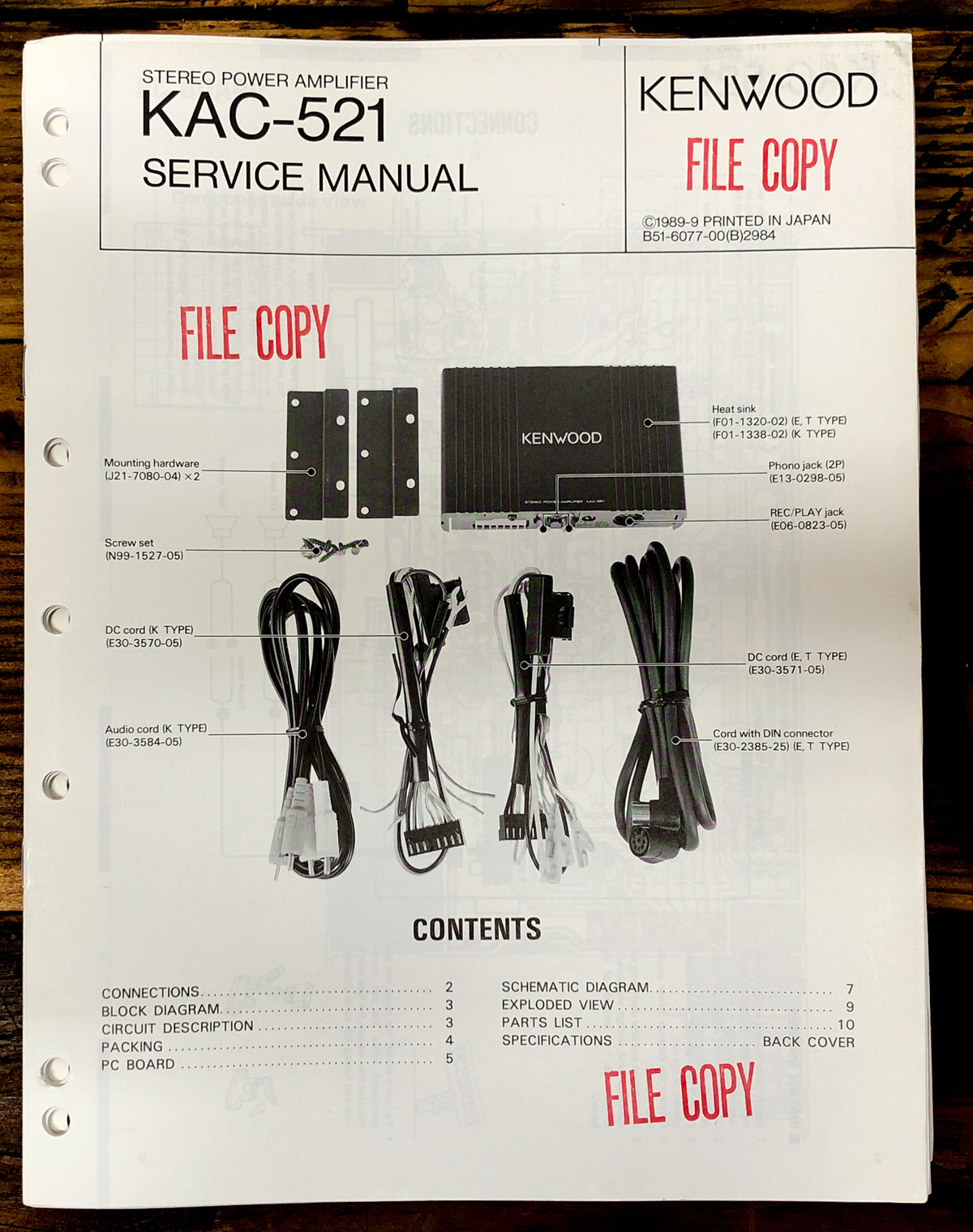 Kenwood KAC-521 Amplifier  Service Manual *Original*