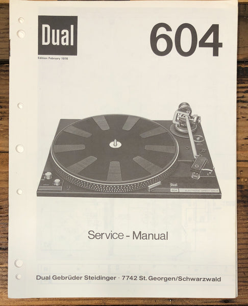 Dual Model 604 Record Player / Turntable  Service Manual *Original*