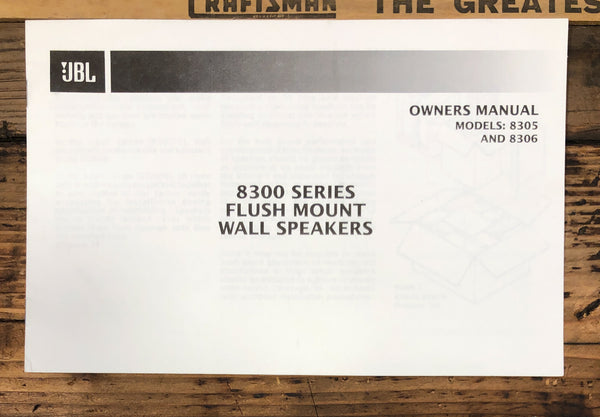 JBL Model 8305 8306 Speaker Service Manual *Original*