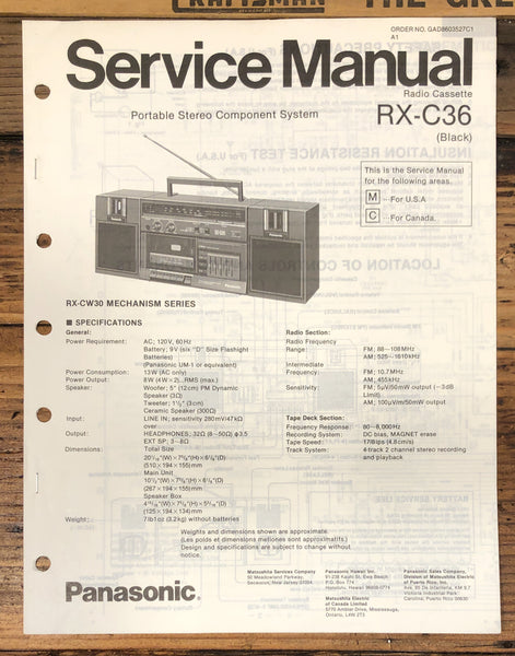 Technics RX-C36 Portable Stereo Service Manual *Original*