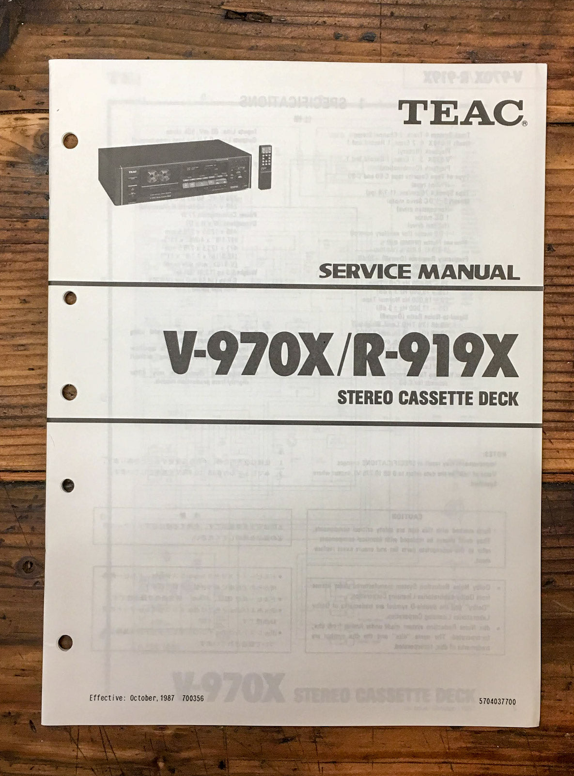 TEAC V-970X R-919X Cassette  Service Manual *Original*