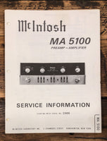 McIntosh MA 5100 Amplifier  Service Manual *Original* #3