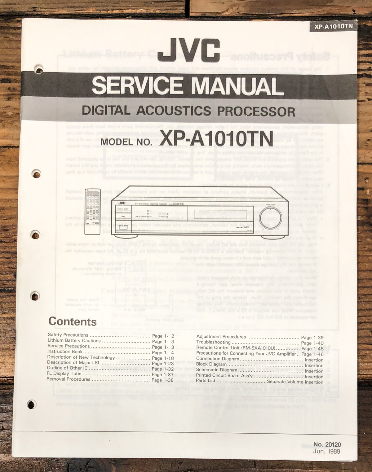 JVC XP-A1010 TN Processor  Service Manual *Original*