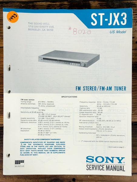 Sony ST-JX3 Tuner  Service Manual *Original*