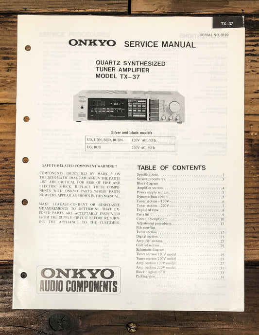 Onkyo TX-37 Receiver Service Manual *Original*