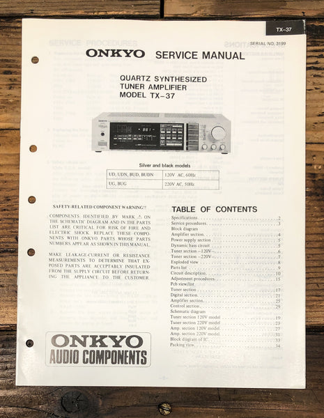 Onkyo TX-37 Receiver Service Manual *Original*