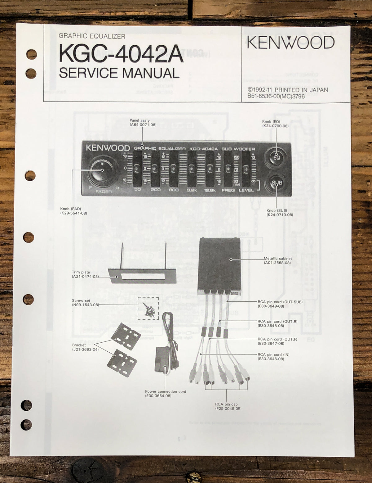 Kenwood KGC-4042A Equalizer Service Manual *Original*