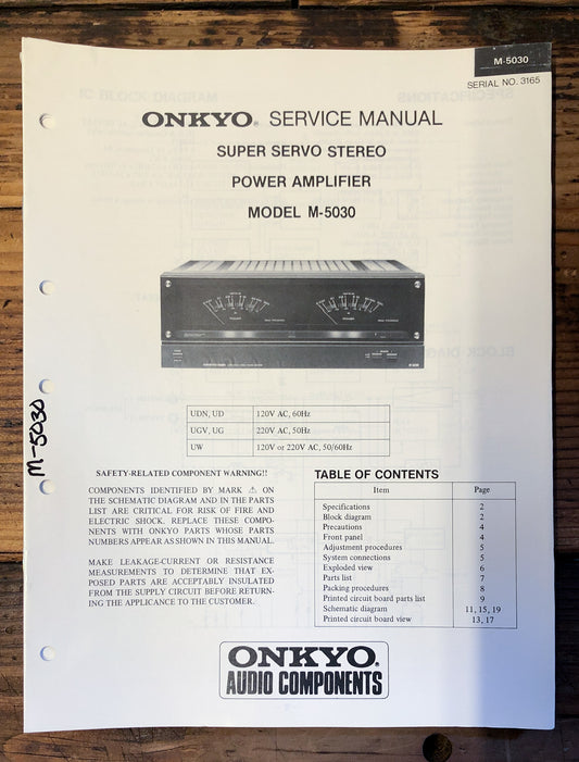 Onkyo M-5030 Amplifier  Service Manual *Original*