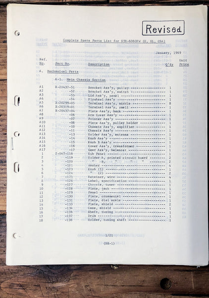 Sony STR-6060FW Receiver Parts List Service Manual *Original* #2
