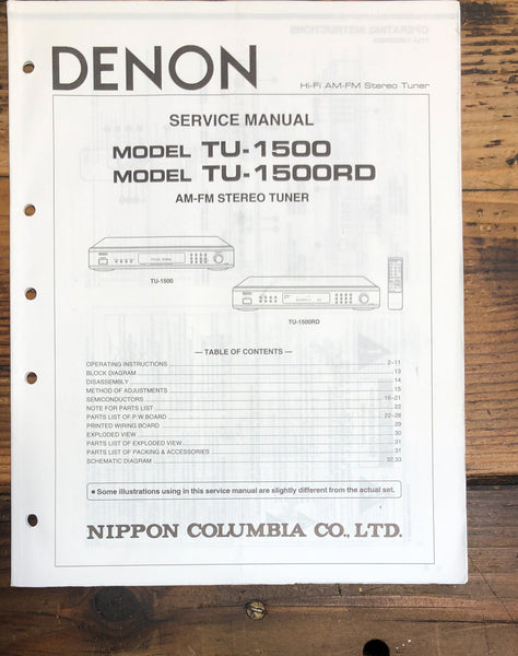 Denon TU-1500 TU-1500RD Tuner  Service Manual *Original*