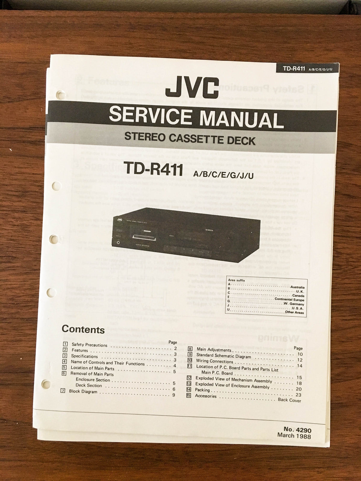 JVC TD-R411 Cassette Service Manual *Original*
