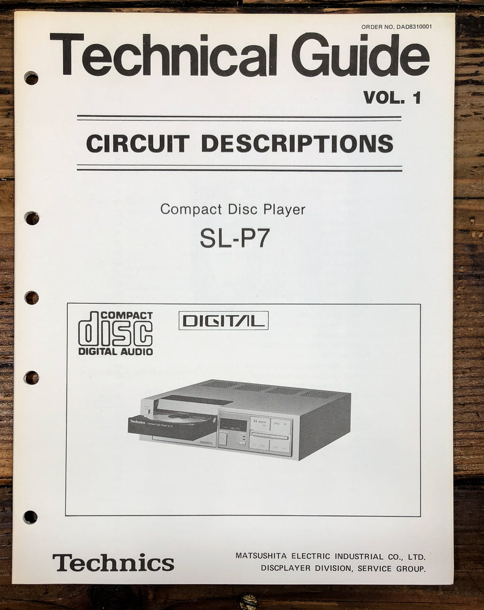 Technics SL-P7 CD Player Circuit Descriptions Manual *Original*
