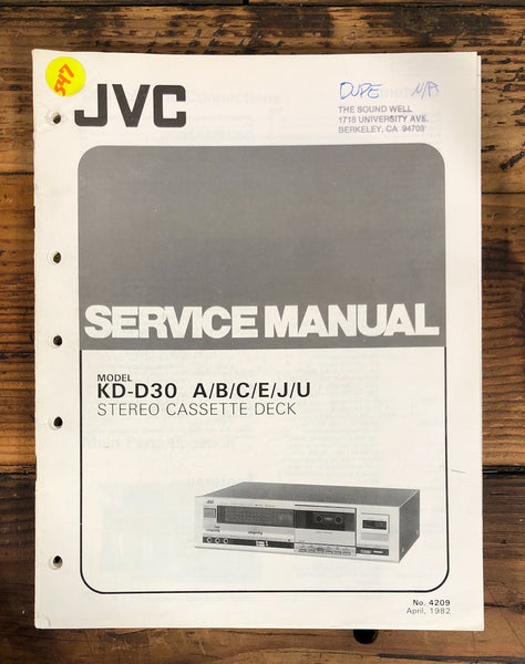 JVC KD-D30 Cassette  Service Manual *Original*