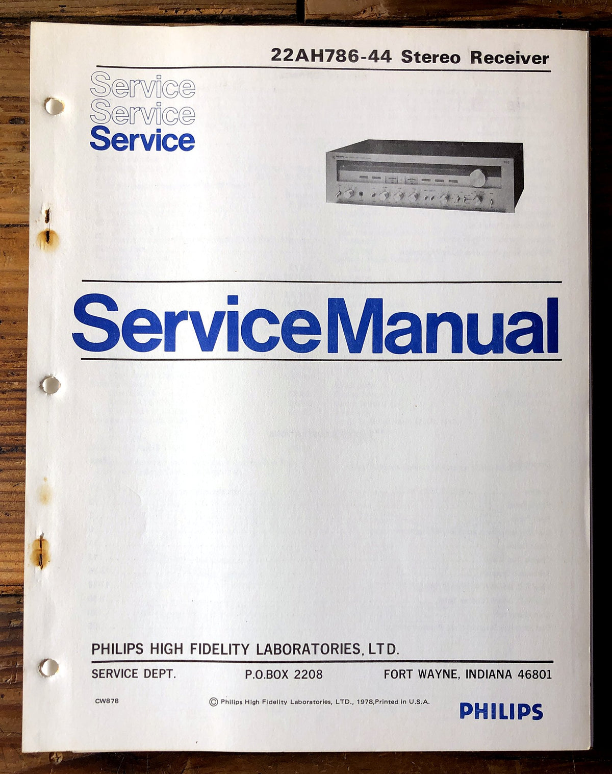 Philips 22AH786 AH786 Stereo Receiver Service Manual *Original*