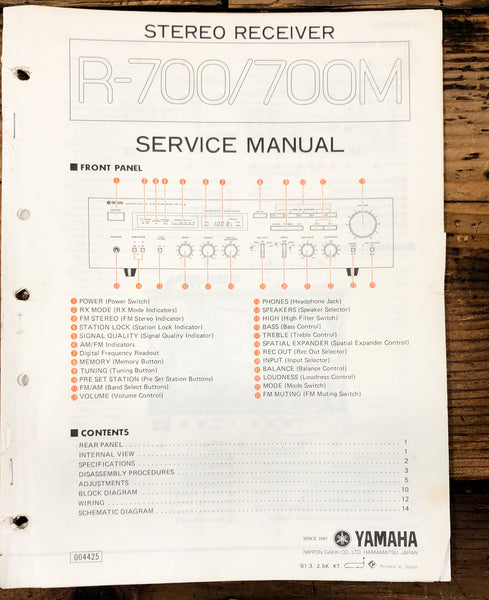 Yamaha R-700 R-700M Receiver  Service Manual *Original*