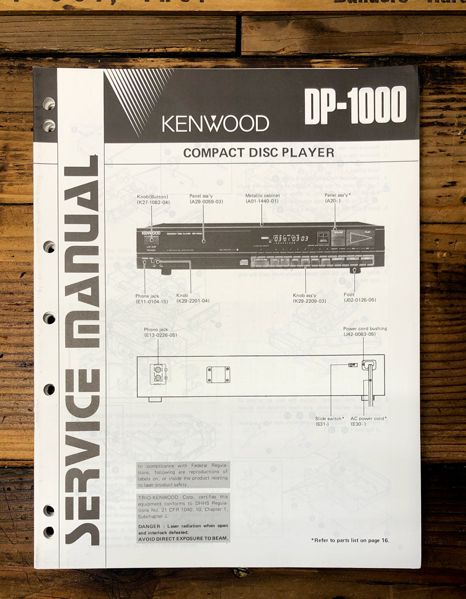 Kenwood DP-1000 CD Player  Service Manual *Original*