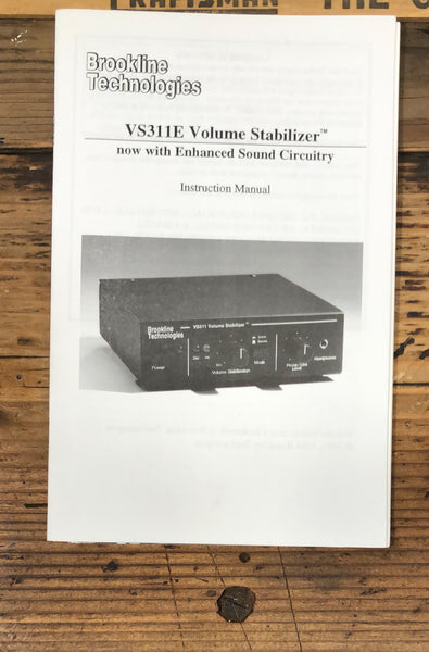 Brookline Technologies VS311E Volume Stabilizer Owners / User Manual *Original*