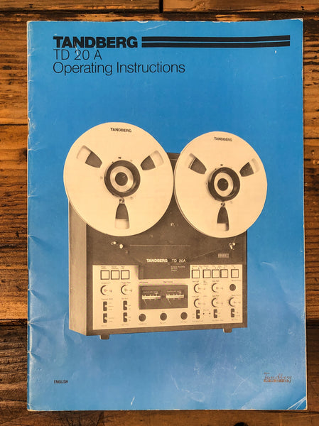 Tandberg Model TD 20 A Reel to Reel Service Manual *Original*