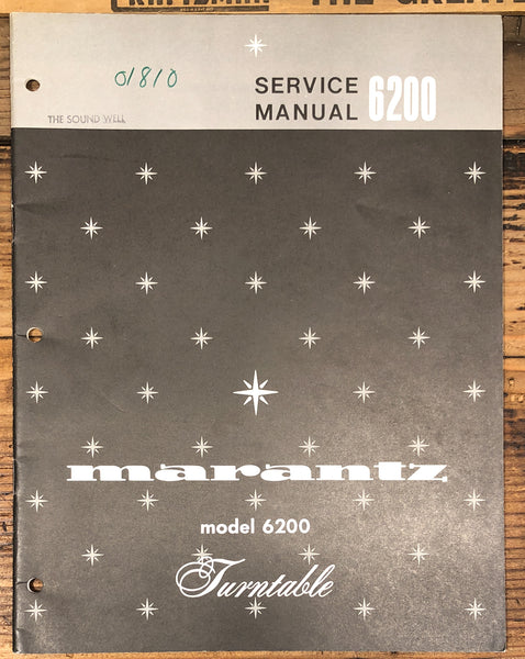 Marantz Model 6200 Record Player / Turntable  Service Manual *Original*