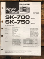 Pioneer SK-700 SK-750 Radio Cassette Service Manual *Original*