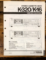 Yamaha K-320 K-16 Cassette  Service Manual *Original*