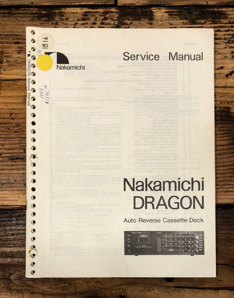 Nakamichi Dragon Cassette  Service Manual *Original*