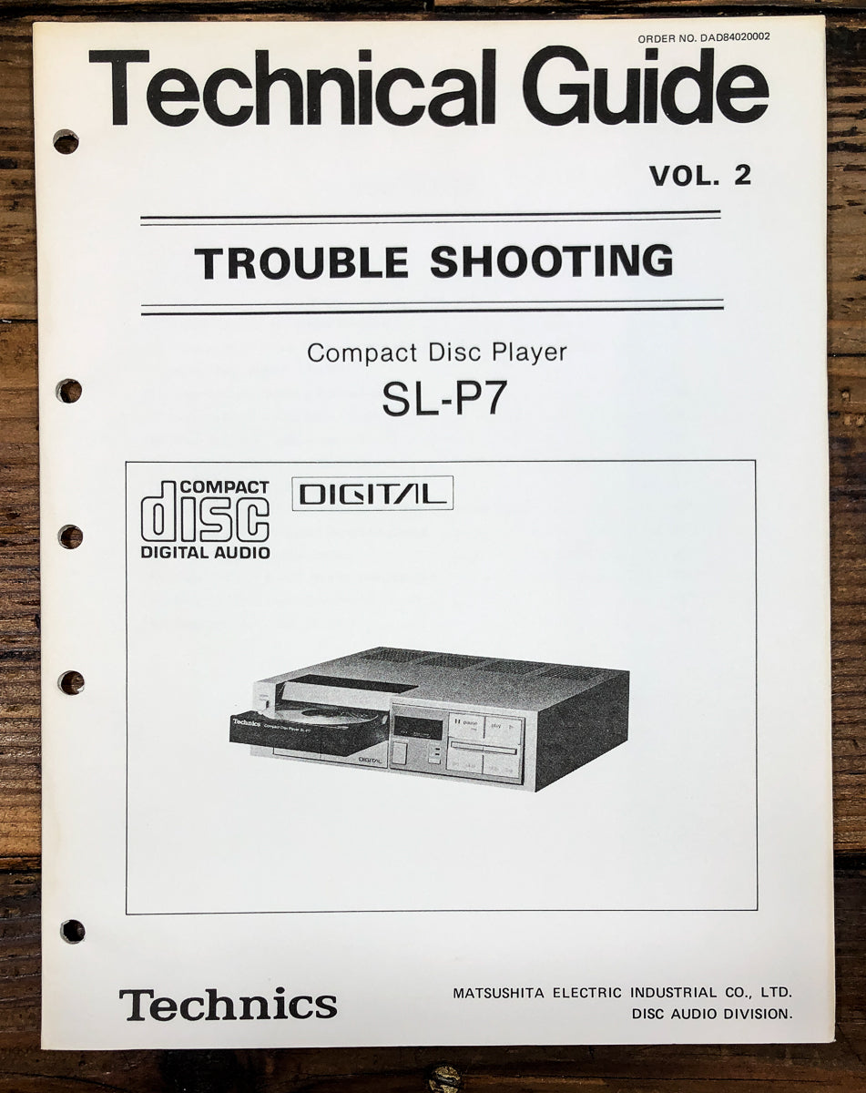 Technics SL-P7 CD Player Troubleshooting Manual *Original*