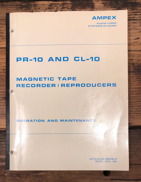 Ampex PR-10 CL-10 Recorder / Reproducer  Service Manual *Original*