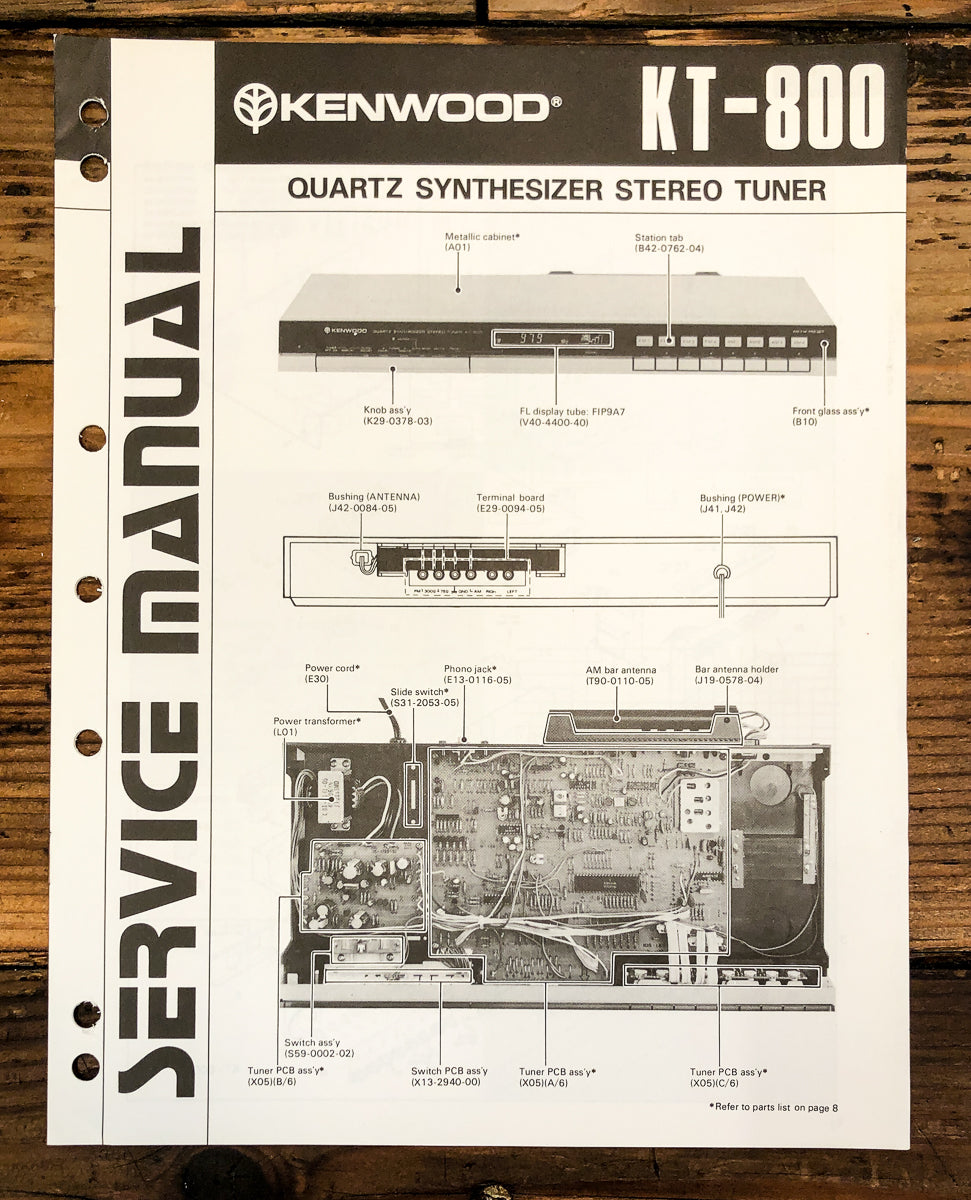 Kenwood KT-800 Tuner Service Manual *Original*