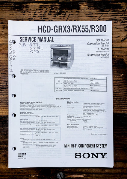 Sony HCD-GRX3 -RX55 -R300 Stereo  Service Manual *Original*