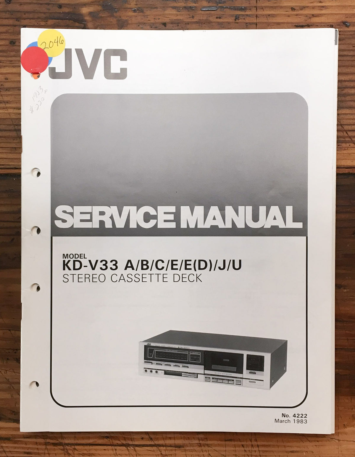 JVC KD-V33 Cassette  Service Manual *Original*