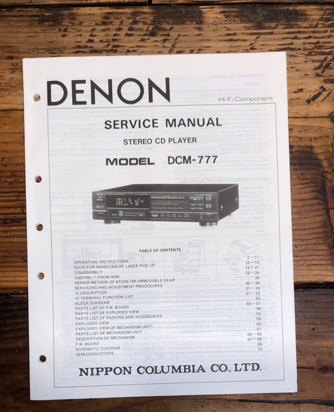 Denon DCM-777 CD Player  Service Manual *Original*
