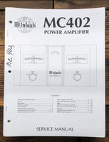 McIntosh MC402 MC-402 Amplifier  Service Manual *Original*