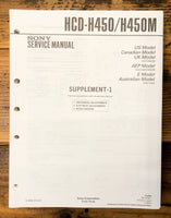 Sony HCD-H450 HCD-H450M Stereo Supp. Service Manual *Original*