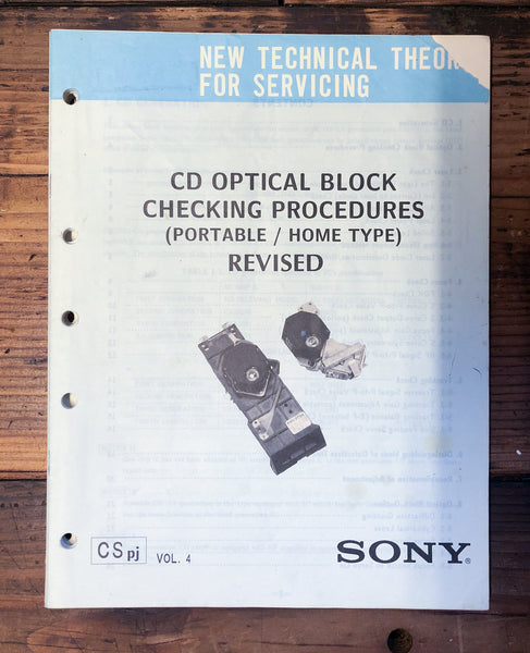 Sony CD Optical BLock Procedures  Technical Theory Service Manual *Original*