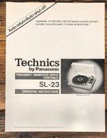 Technics SL-23 Record Player / Turntable Owners / User Manual *Original*