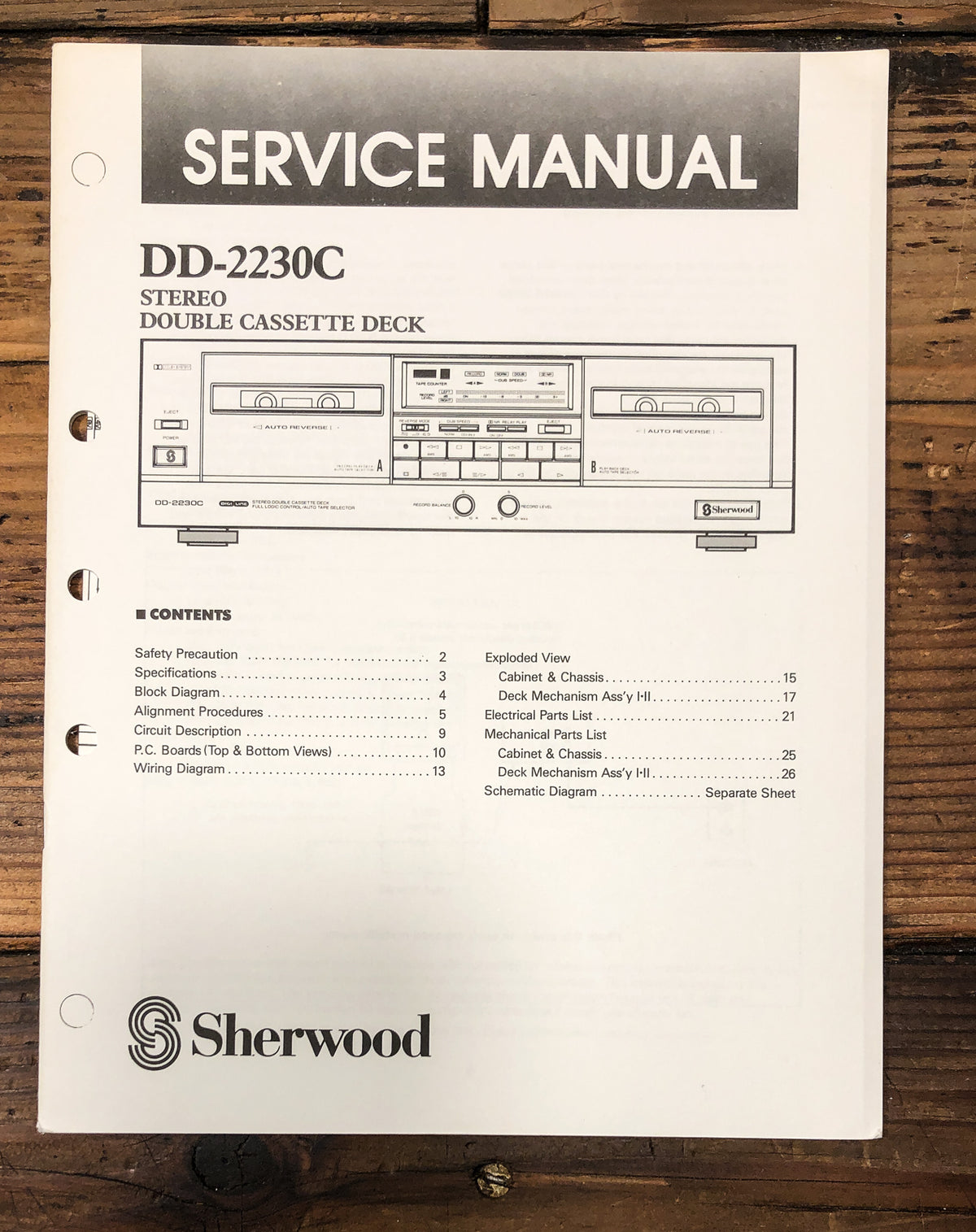 Sherwood DD-2230C Cassette Service Manual *Original*
