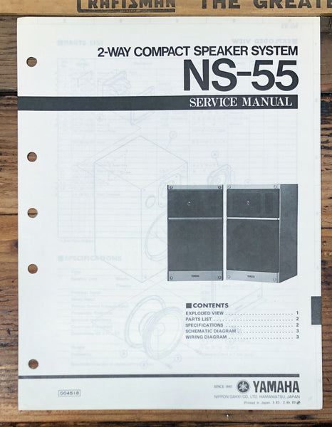 Yamaha NS-55 Speaker  Service Manual *Original*