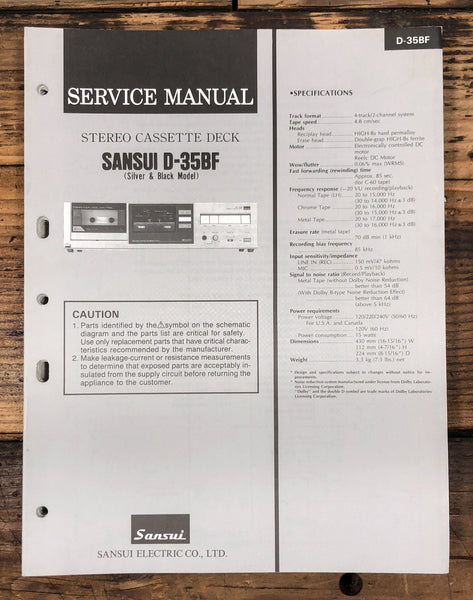 Sansui D-35BF Cassette  Service Manual *Original*