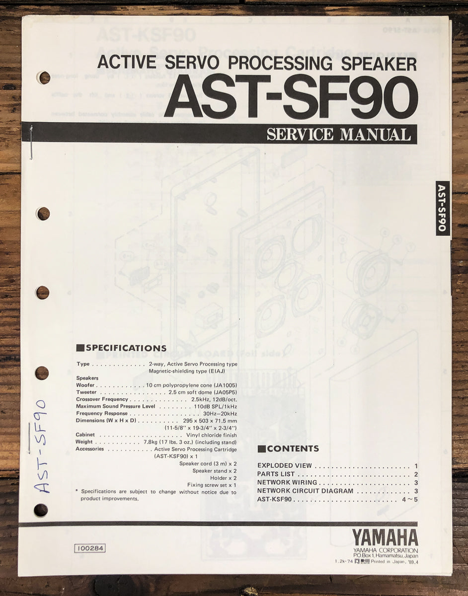 Yamaha AST-SF90 Active Speaker Owners / User Manual *Original*