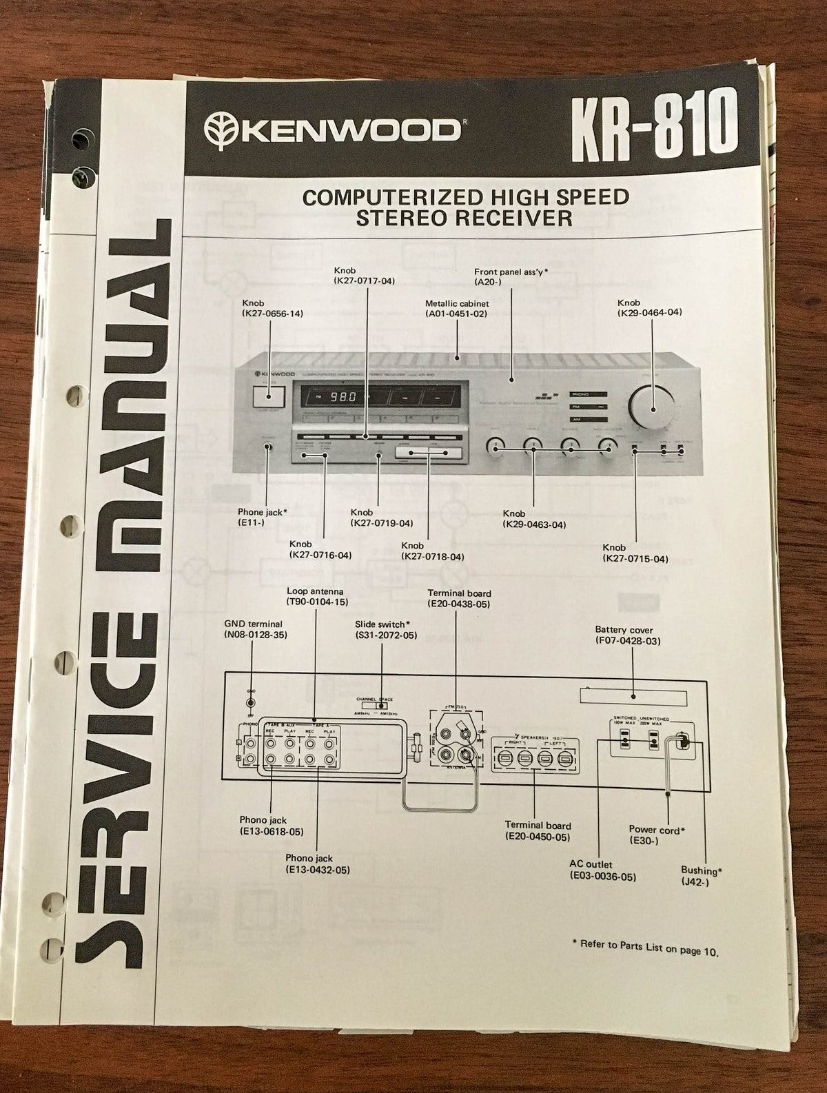 Kenwood KR-810 Receiver Service Manual *Original*
