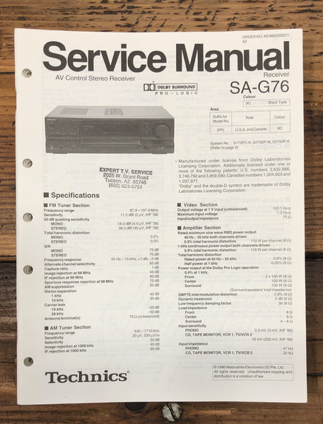 Technics SA-G76 Receiver  Service Manual *Original*