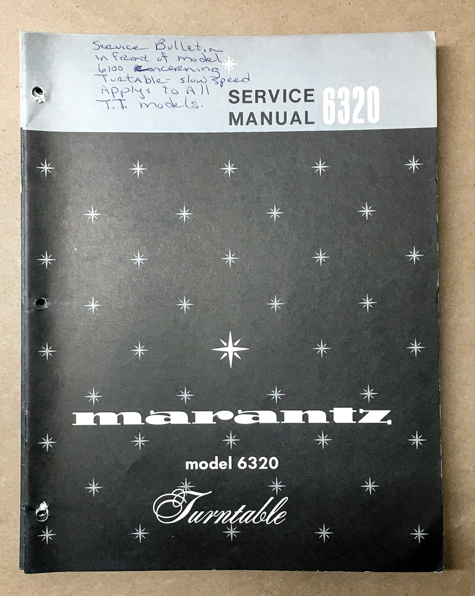 Marantz Model 6320 Record Player / Turntable Service Manual *Original*