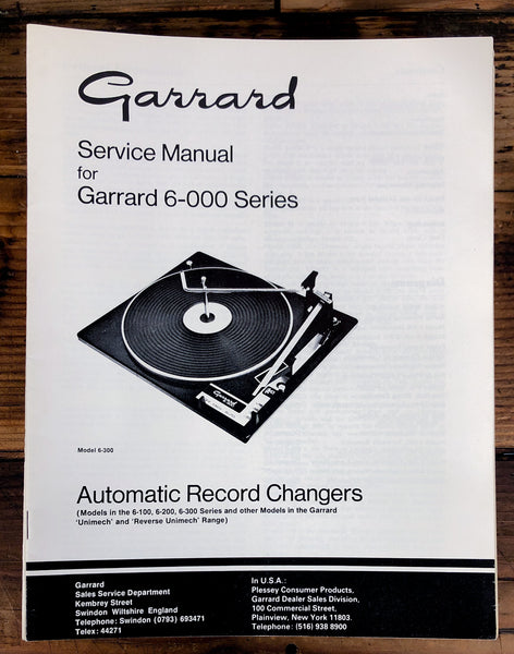 Garrard 6-100 6-200 6-300 Turntable  Service Manual *Original*