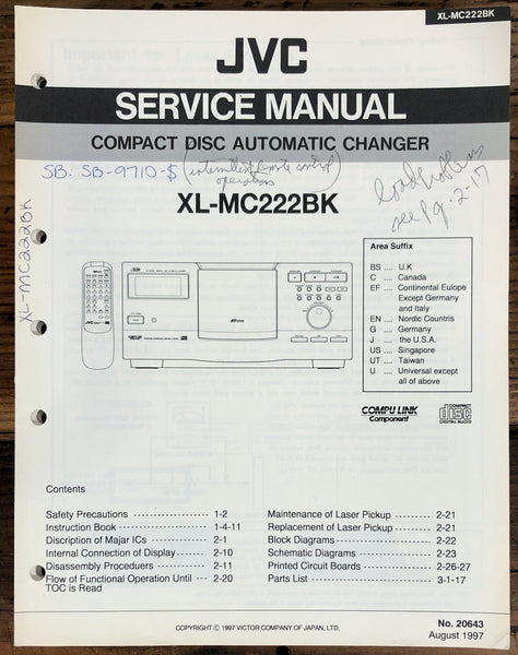 JVC XL-MC222 XL-MC222 BK CD Changer  Service Manual *Original*