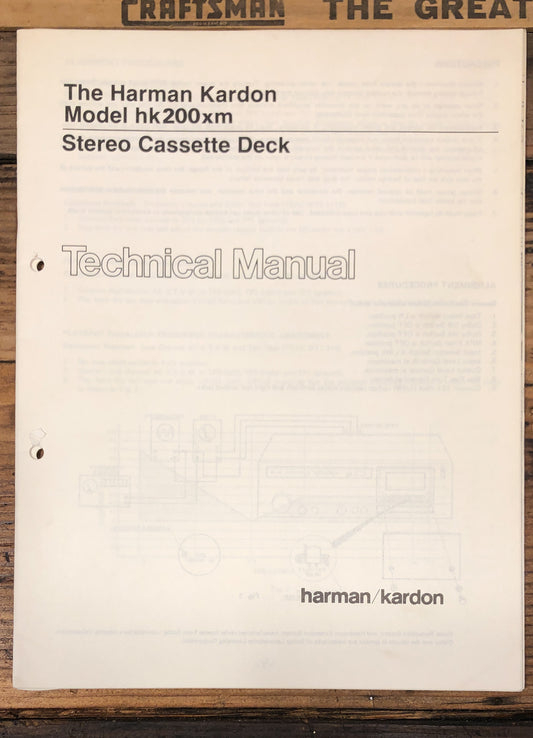 Harman Kardon HK200xm Cassette  Service Manual *Original*